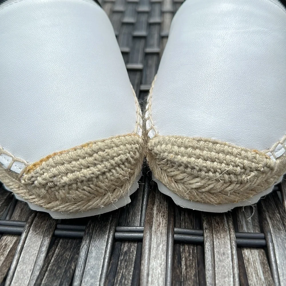KARL LAGERFELD PARIS Alaine White/Black Nappa Leather Espadrilles